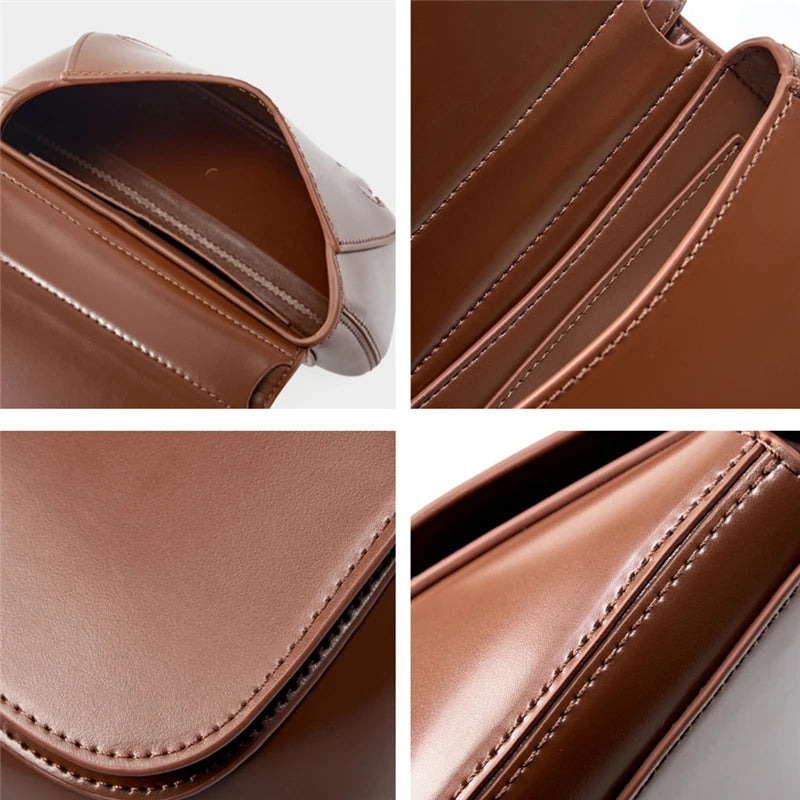 Hifashion Classic Genuine Leather Saddle Small Shoulder Bags For Women 2025 Luxury Designer Crossbody Purses Cow Ladies Handbags