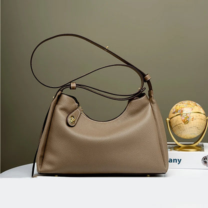 Hifashion 100% Genuine Leather Crescent Shoulder Crossbody Bags For Women 2025 Luxury Designer Top Handle Purses Ladies Handbags