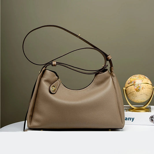 Hifashion 100% Genuine Leather Crescent Shoulder Crossbody Bags For Women 2025 Luxury Designer Top Handle Purses Ladies Handbags
