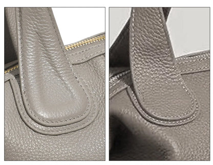 Hifashion 100% Genuine Leather Boston Tote Handbags For Women 2025 Trend Designer Top Handle Work Ladies Shoulder Crossbody Bags