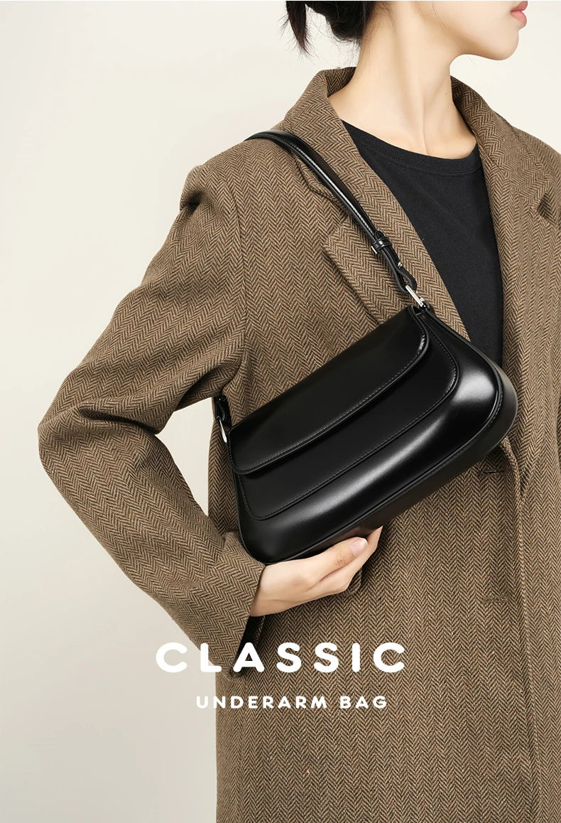 Hifashion Luxury Genuine Leather Underarm Shoulder Bags For Women 2025 Trend Designer Crossbody Purses  Saddle Ladies Handbags