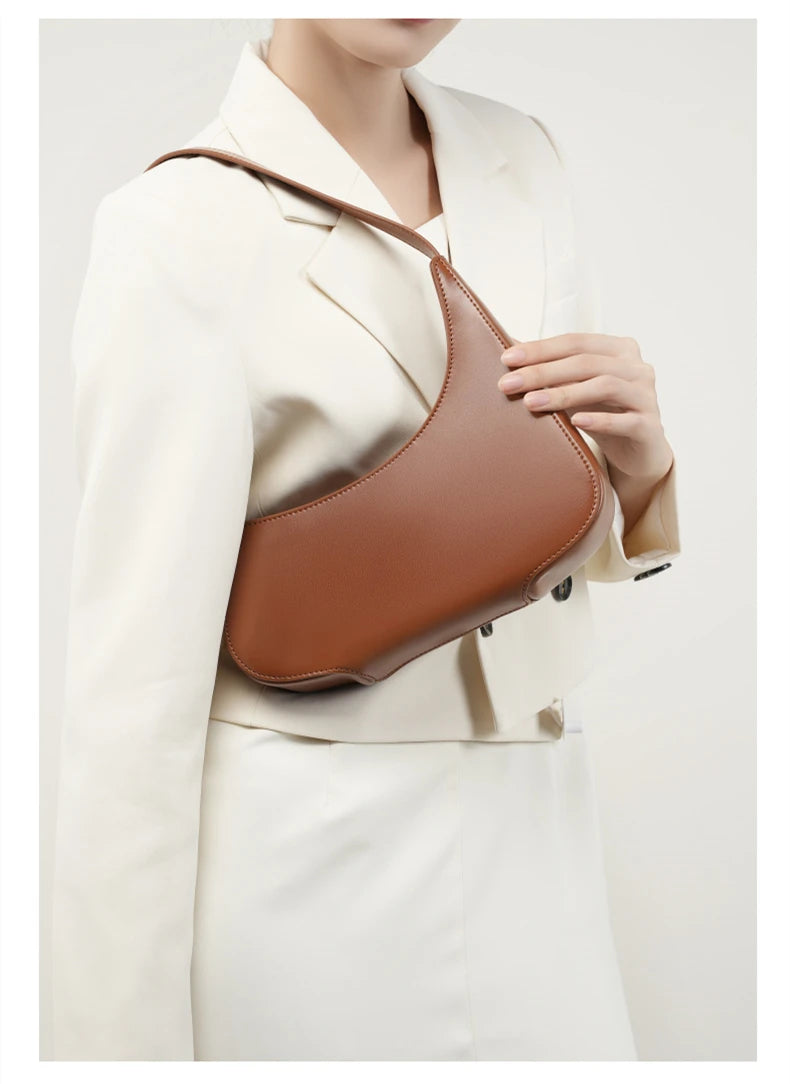 Hifashion Minimalist Genuine Leather Crescent Underarm Shoulder Bags For Women 2025 Luxury Designer Half Moon Ladies Handbags
