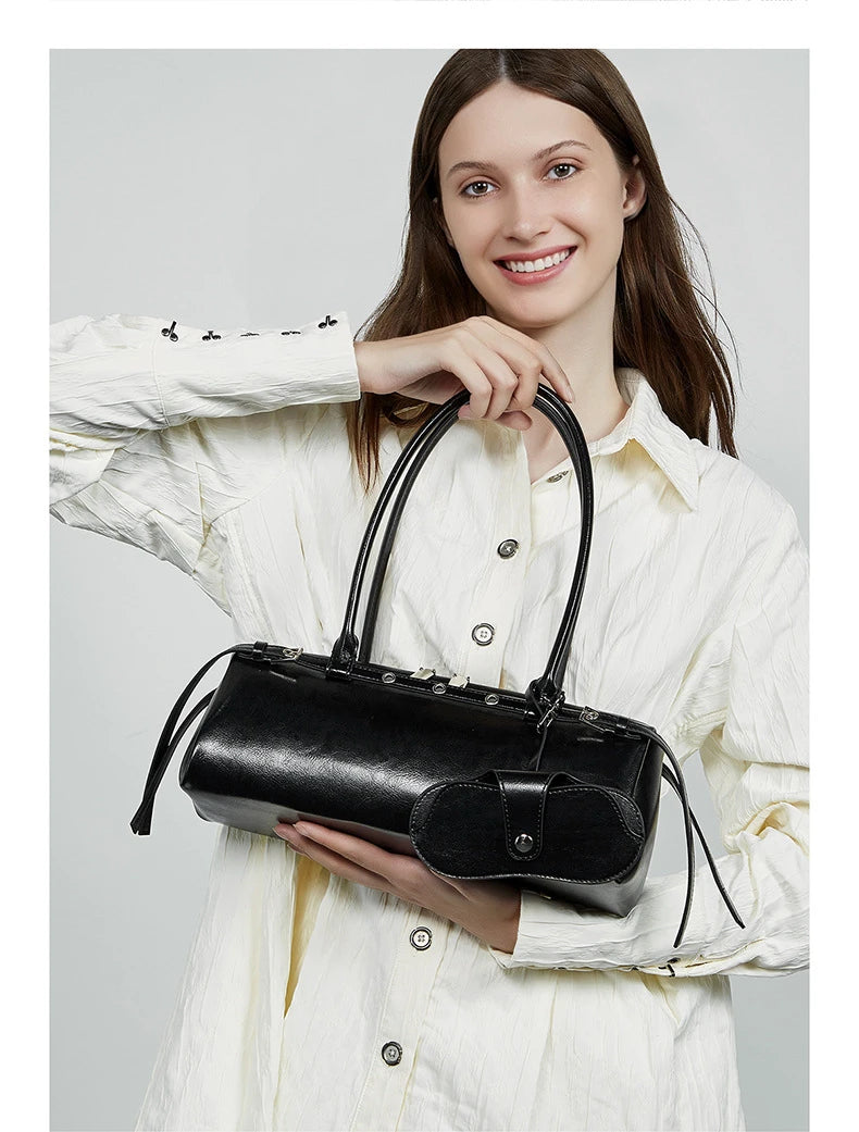 Hifashion Motorcycle Style Genuine Leather Underarm Shoulder Bags For Women 2025 Trend Designer Sling Purse Tote Ladies Handbags