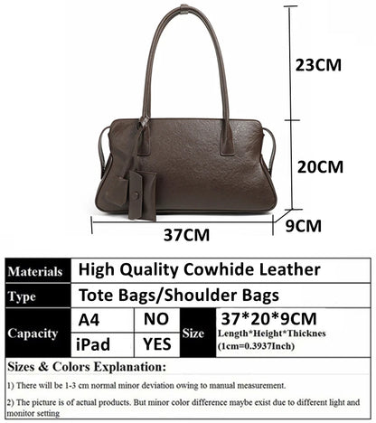 Hifashion 3 Layers Genuine Leather Large Underarm Shoulder Bags For Women 2025 Luxury Designer Satchel Tote Work Ladies Handbags