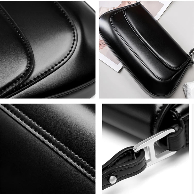 Hifashion Luxury Genuine Leather Underarm Shoulder Bags For Women 2025 Trend Designer Crossbody Purses  Saddle Ladies Handbags