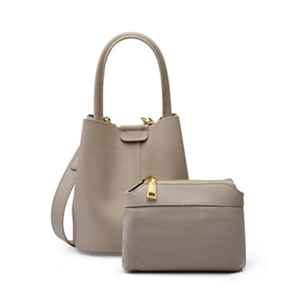 Hifashion Cowhide Genuine Leather Bucket Small Shoulder Bags For Women 2025 Luxury Designer Crossbody Purse Tote Ladies Handbags
