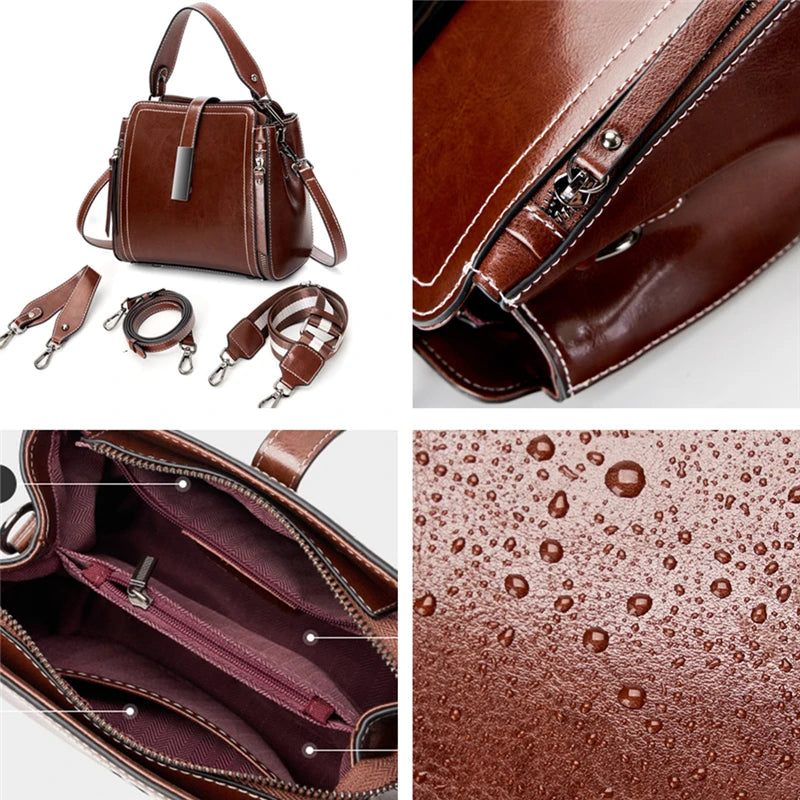 Hifashion Vintage Cow Genuine Leather Small Shoulder Bags For Women 2025 Luxury Designer Crossbody Purses Bucket Ladies Handbags