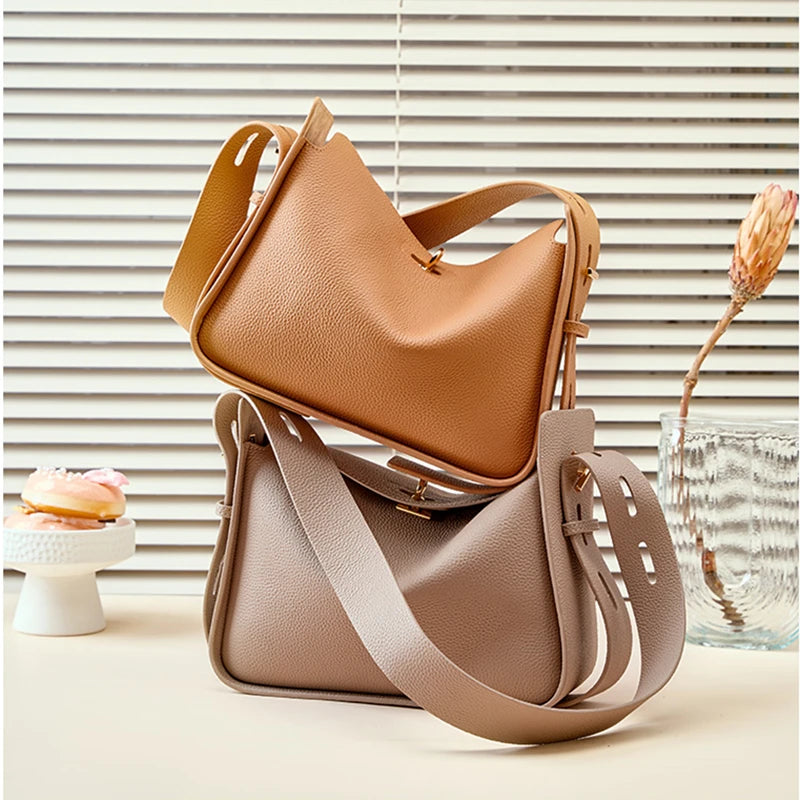 Hifashion Cowhide Genuine Leather Underarm Shoulder Bags For Women 2025 Luxury Designer Crossbody Purses Hobo Ladies Handbags