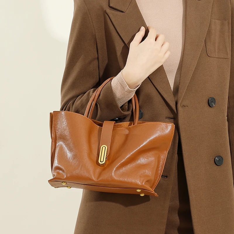 Hifashion Stylish Genuine Leather Handbags For Women 2025 Trend Designer Commuting Shoulder Bags Crossbody Tote Ladies Handbags
