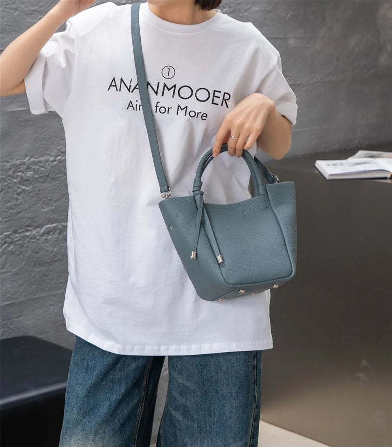 Hifashion Stylish Genuine Leather Tote Shoulder Bags For Women 2025 Trend Designer Basket Shopper Work Crossbody Ladies Handbags