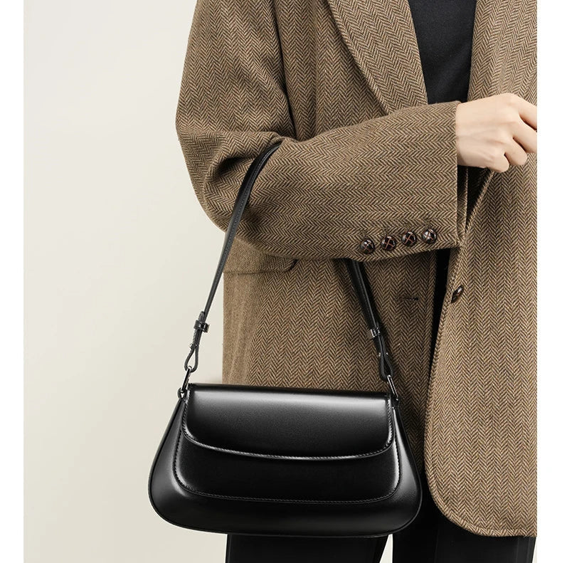 Hifashion Luxury Genuine Leather Underarm Shoulder Bags For Women 2025 Trend Designer Crossbody Purses  Saddle Ladies Handbags