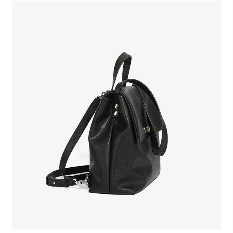 Hifashion Vintage Genuine Leather Backpack For Women 2025 Trend Designer Top Flap College Girls School Bags Work Travel Bagpack