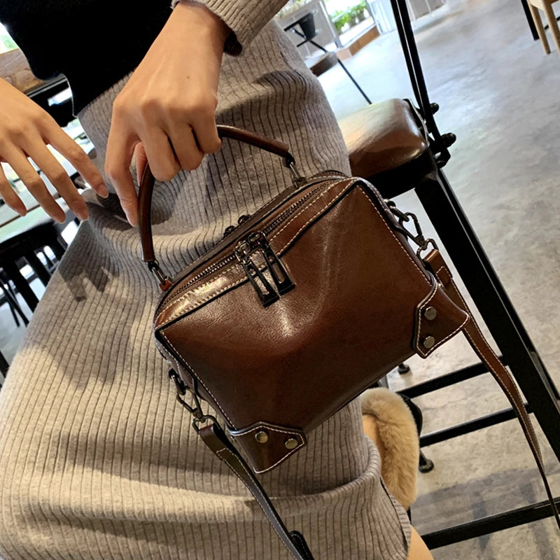 Hifashion Cowhide Genuine Leather Pillow Small Shoulder Crossbody Bags For Women 2025 Trend Designer Boston Tote Ladies Handbags