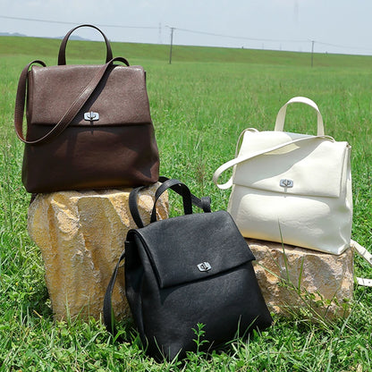 Hifashion Vintage Genuine Leather Backpack For Women 2025 Trend Designer Top Flap College Girls School Bags Work Travel Bagpack