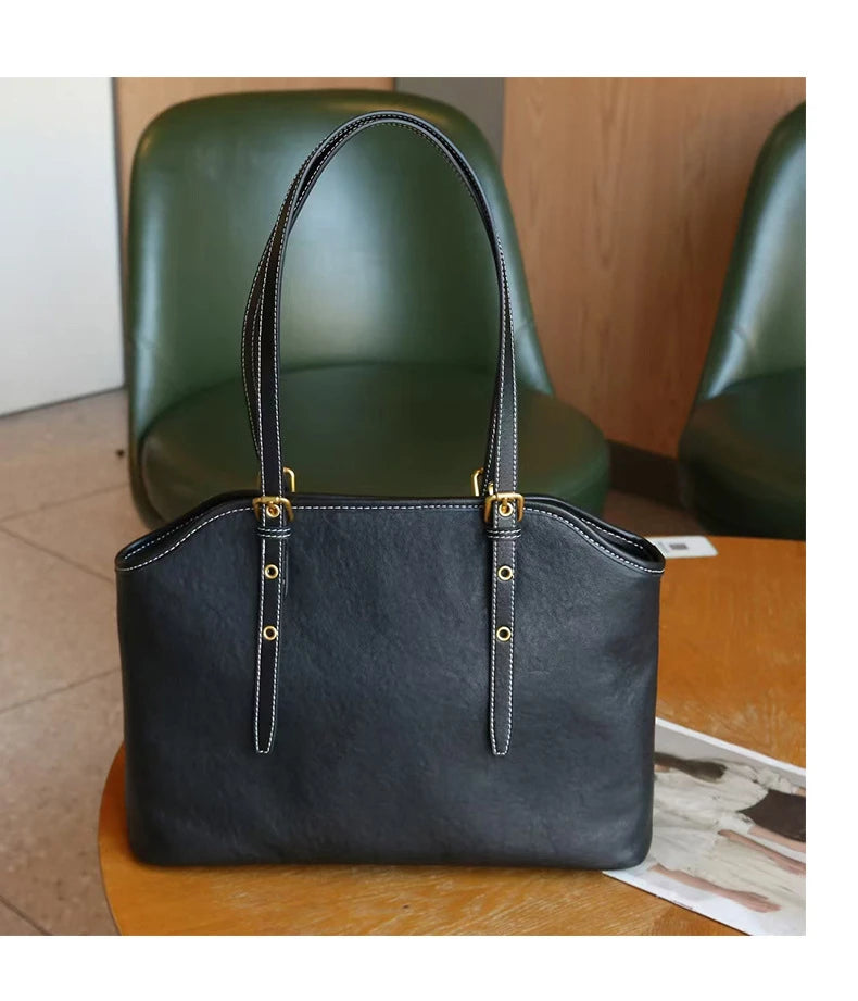 Hifashion 100% Genuine Leather Large Underarm Shoulder Bags For Women 2025 Trend Designer Tote Shopper Office Ladies Handbags