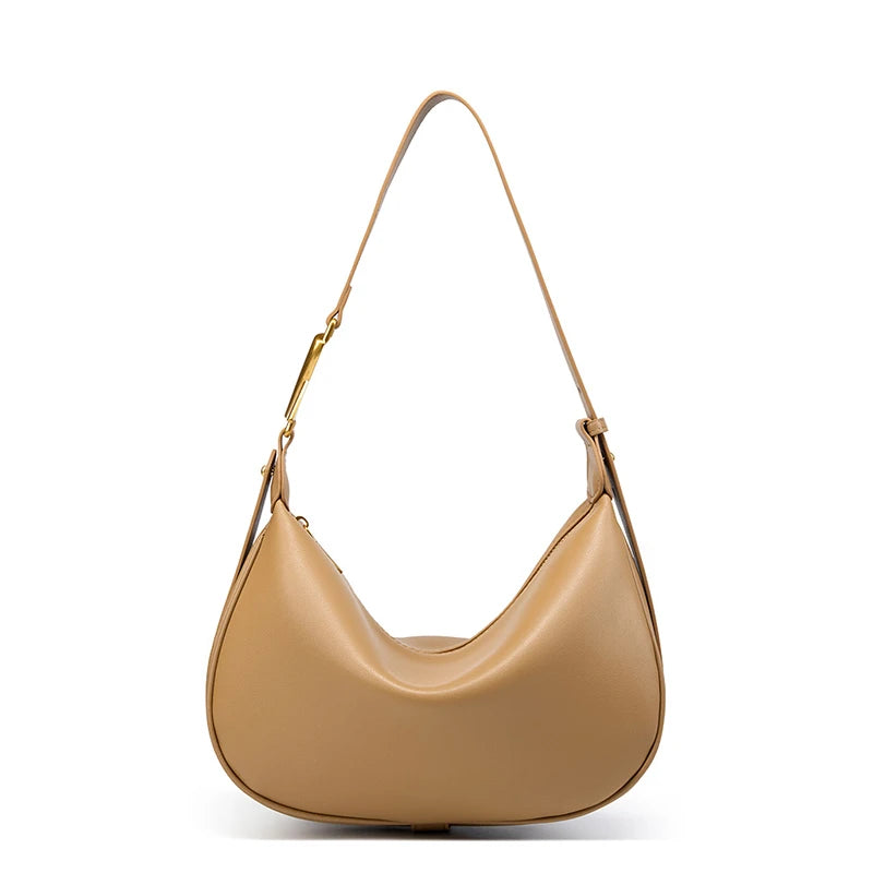 Hifashion Trendy Genuine Leather Underarm Shoulder Bags For Women 2025 Luxury Designer Crossbody Purse Half Moon Ladies Handbags