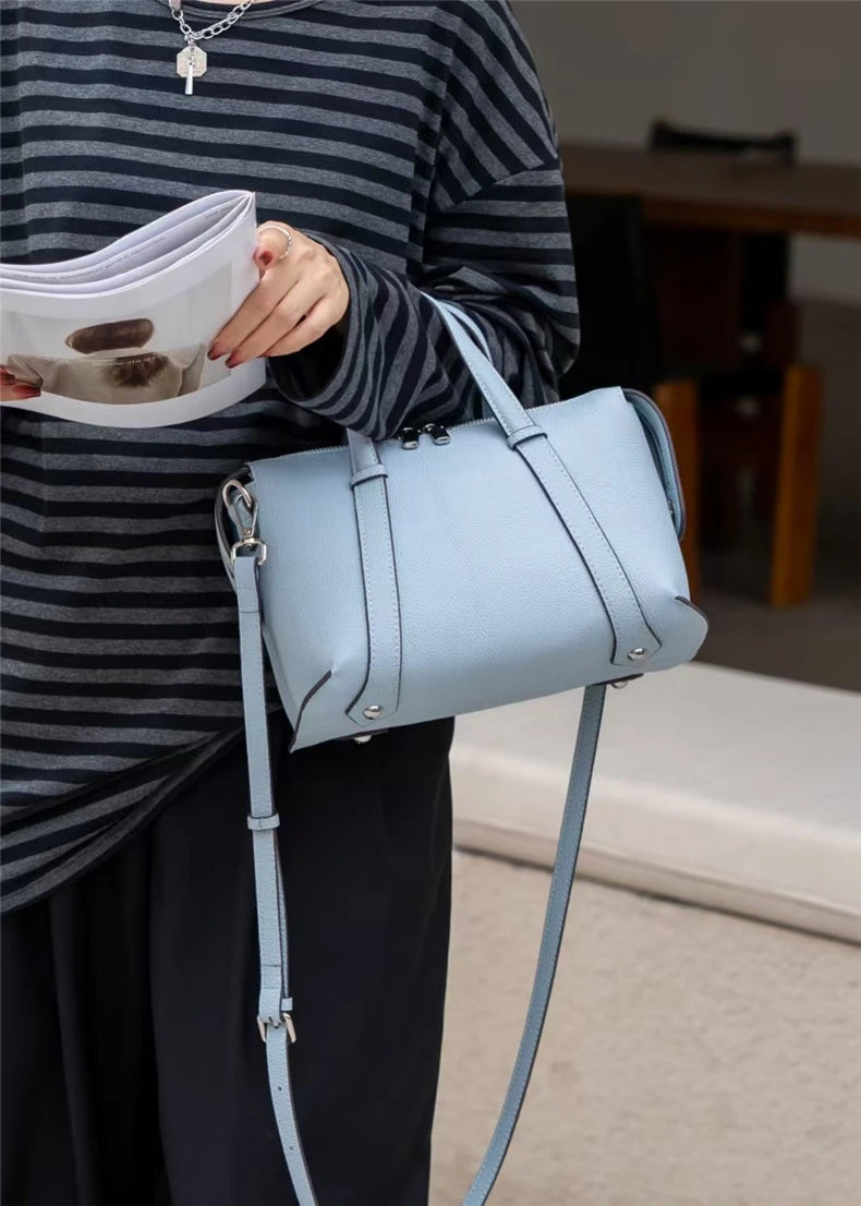 Hifashion Retro Genuine Leather Pillow Shoulder Bags For Women 2025 Trend Designer Crossbody Purses Boston Tote Ladies Handbags
