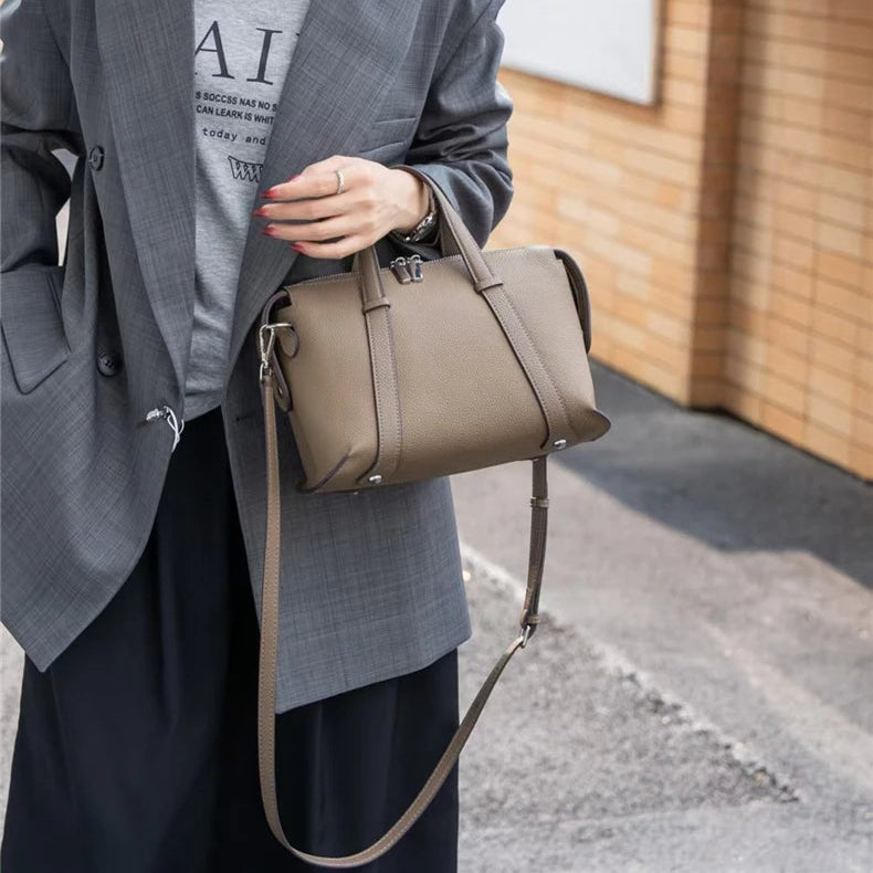 Hifashion Retro Genuine Leather Pillow Shoulder Bags For Women 2025 Trend Designer Crossbody Purses Boston Tote Ladies Handbags
