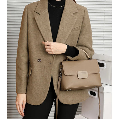 Hifashion Classic Cowhide Genuine Leather Tote Handbags For Women 2025 Trend Designer Wide Strap Ladies Shoulder Crossbody Bags