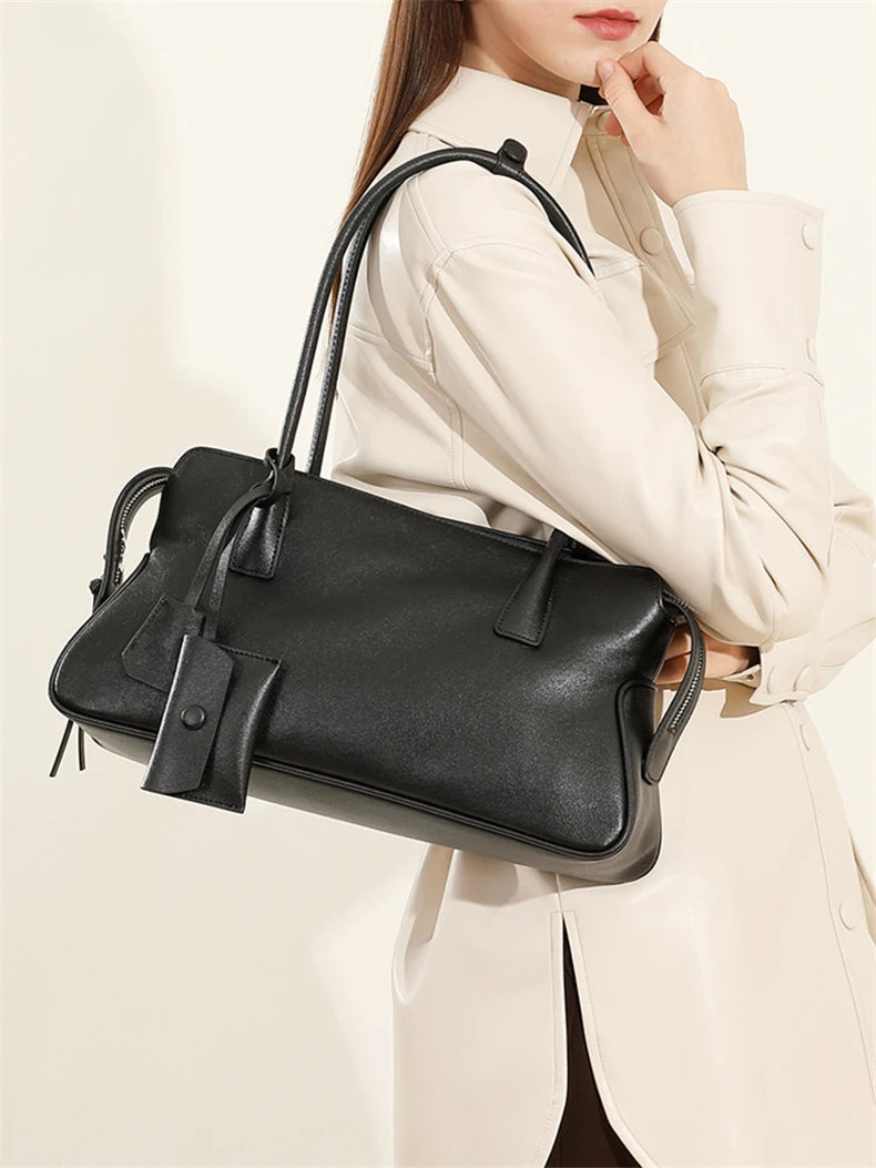 Hifashion 3 Layers Genuine Leather Large Underarm Shoulder Bags For Women 2025 Luxury Designer Satchel Tote Work Ladies Handbags