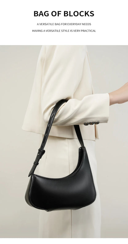 Hifashion Minimalist Genuine Leather Crescent Underarm Shoulder Bags For Women 2025 Luxury Designer Half Moon Ladies Handbags
