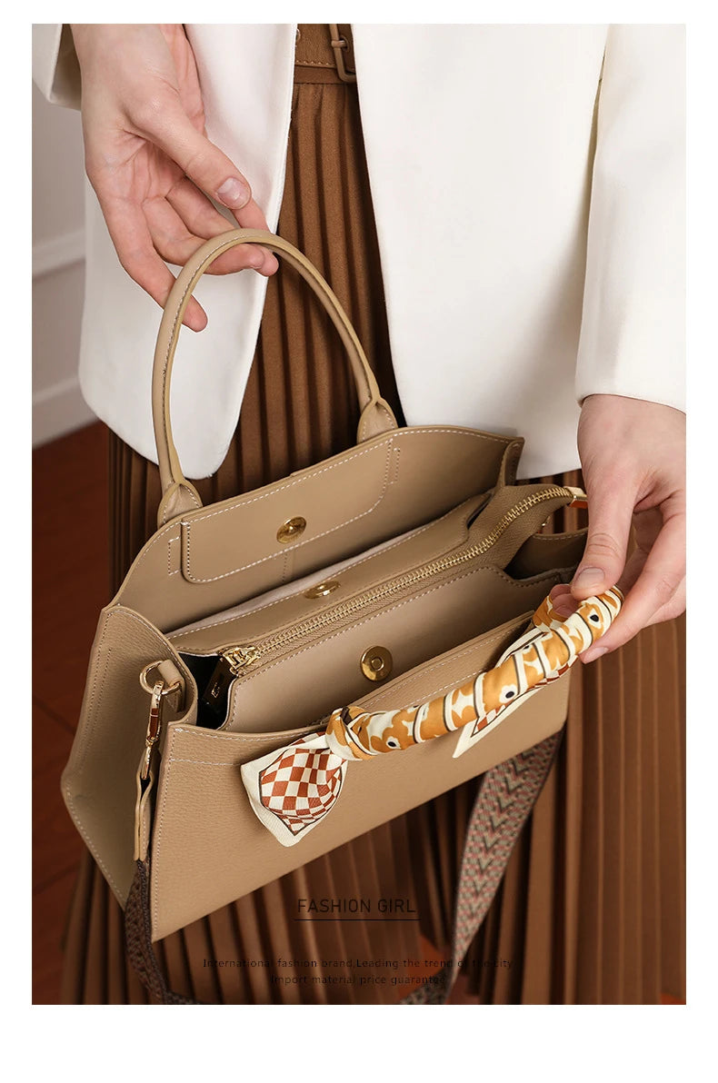 Hifashion Cowhide Genuine Leather Shoulder Bags For Women 2025 Trend Designer Top Handle Commuting Tote Ladies Crossbody Bags