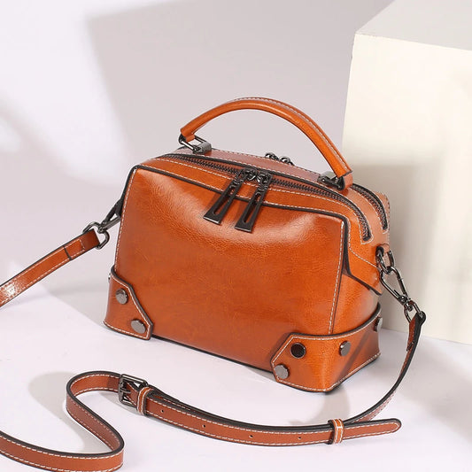 Hifashion Cowhide Genuine Leather Pillow Small Shoulder Crossbody Bags For Women 2025 Trend Designer Boston Tote Ladies Handbags