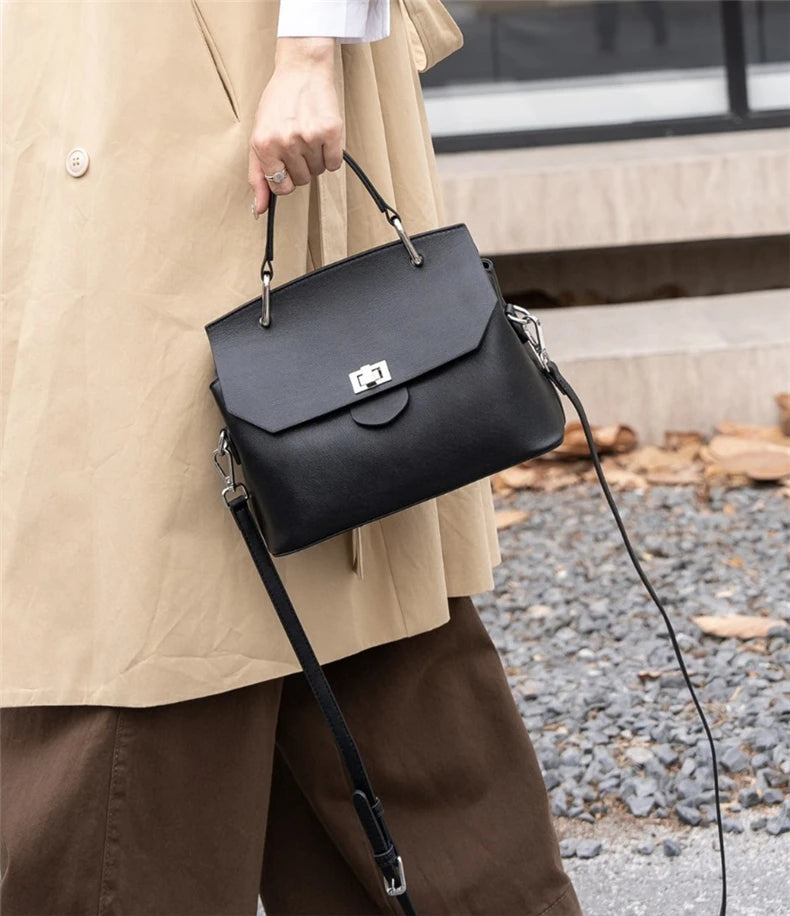 Hifashion Cowhide Genuine Leather Tote Handbags For Women 2025 Trend Designer Satchel Purses Work Ladies Shoulder Crossbody Bags