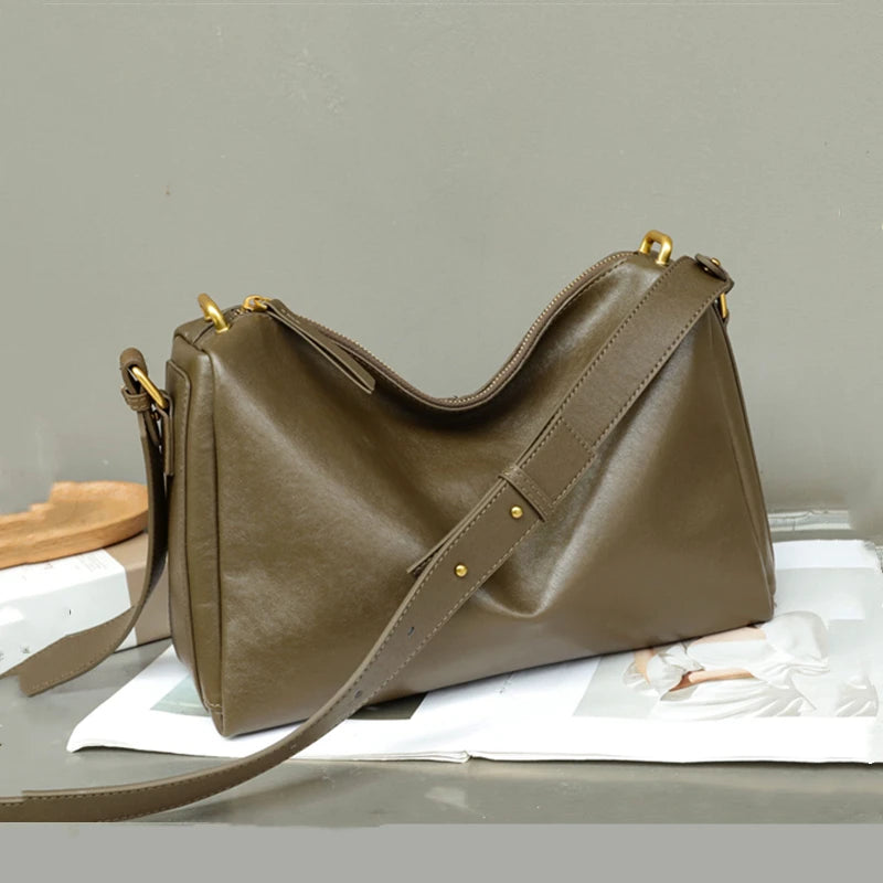 Hifashion 100% Genuine Leather Underarm Shoulder Bags For Women 2025 Trend Designer Crossbody Hobos Top Handle Ladies Handbags