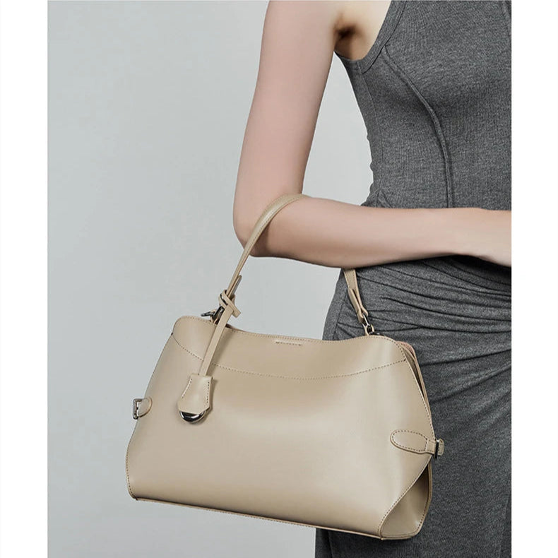 Hifashion Cowhide Genuine Leather Tote Handbags For Women 2025 Luxury Designer Crescent Office Ladies Shoulder Crossbody Bags