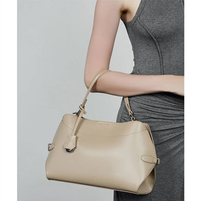 Hifashion Cowhide Genuine Leather Tote Handbags For Women 2025 Luxury Designer Crescent Office Ladies Shoulder Crossbody Bags