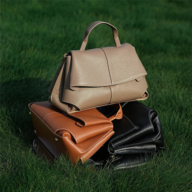 Hifashion Vintage Cowhide Genuine Leather Handbags For Women 2025 Trend Designer Top Handle Flap Ladies Shoulder Crossbody Bags