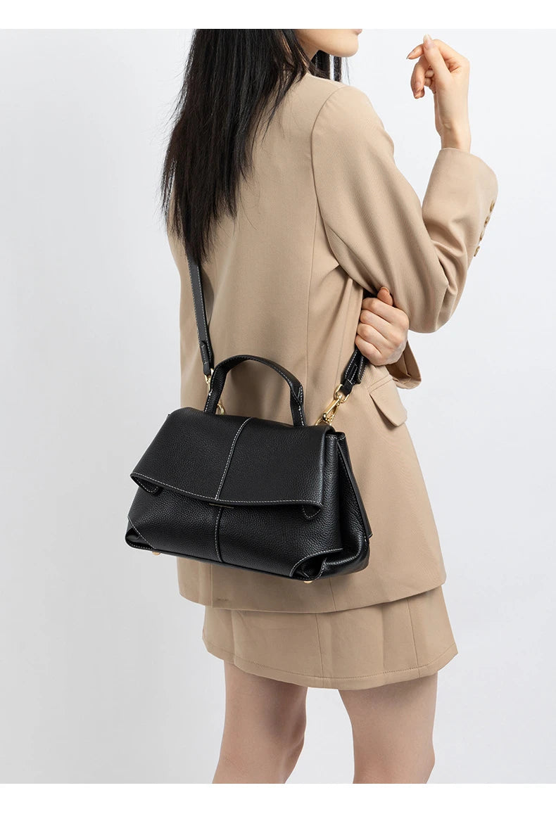 Hifashion Vintage Cowhide Genuine Leather Handbags For Women 2025 Trend Designer Top Handle Flap Ladies Shoulder Crossbody Bags