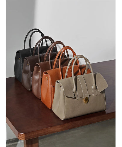 Hifashion Cowhide Genuine Leather Large Tote Handbags For Women 2025 Luxury Designer Top Handle Briefcase Satchel Shoulder Bags