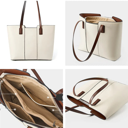 Hifashion Cowhide Genuine Leather Large Shoulder Bags For Women 2025 Luxury Designer Shopper Work Tote Commuter Ladies Handbags