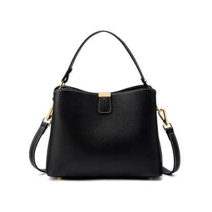 Hifashion 100% Cow Genuine Leather Bucket Shoulder Crossbody Bags For Women 2025 Luxury Designer Wide Strap Tote Ladies Handbags