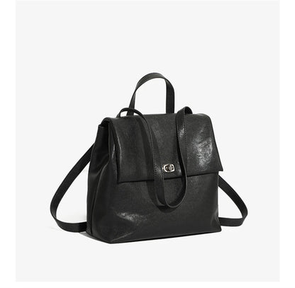 Hifashion Vintage Genuine Leather Backpack For Women 2025 Trend Designer Top Flap College Girls School Bags Work Travel Bagpack