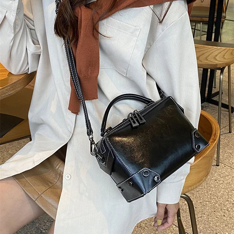 Hifashion Cowhide Genuine Leather Pillow Small Shoulder Crossbody Bags For Women 2025 Trend Designer Boston Tote Ladies Handbags