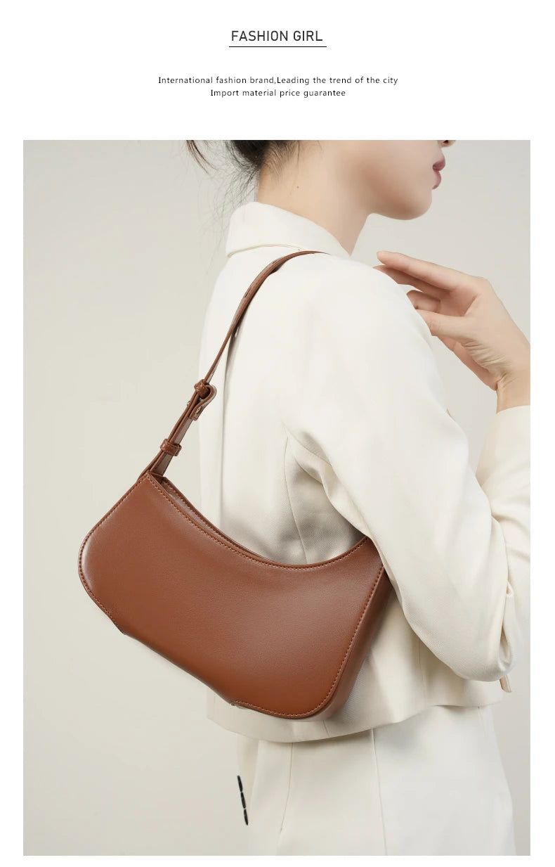 Hifashion Minimalist Genuine Leather Crescent Underarm Shoulder Bags For Women 2025 Luxury Designer Half Moon Ladies Handbags