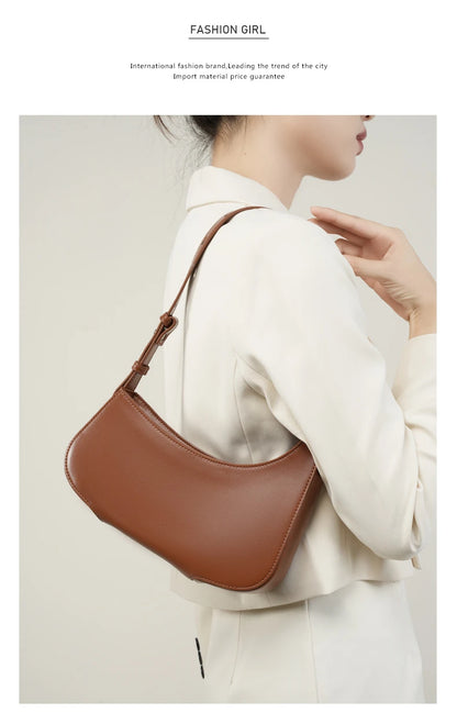 Hifashion Minimalist Genuine Leather Crescent Underarm Shoulder Bags For Women 2025 Luxury Designer Half Moon Ladies Handbags