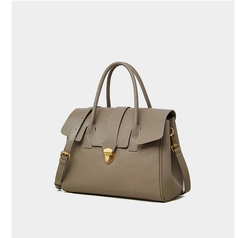 Hifashion Cowhide Genuine Leather Large Tote Handbags For Women 2025 Luxury Designer Top Handle Briefcase Satchel Shoulder Bags