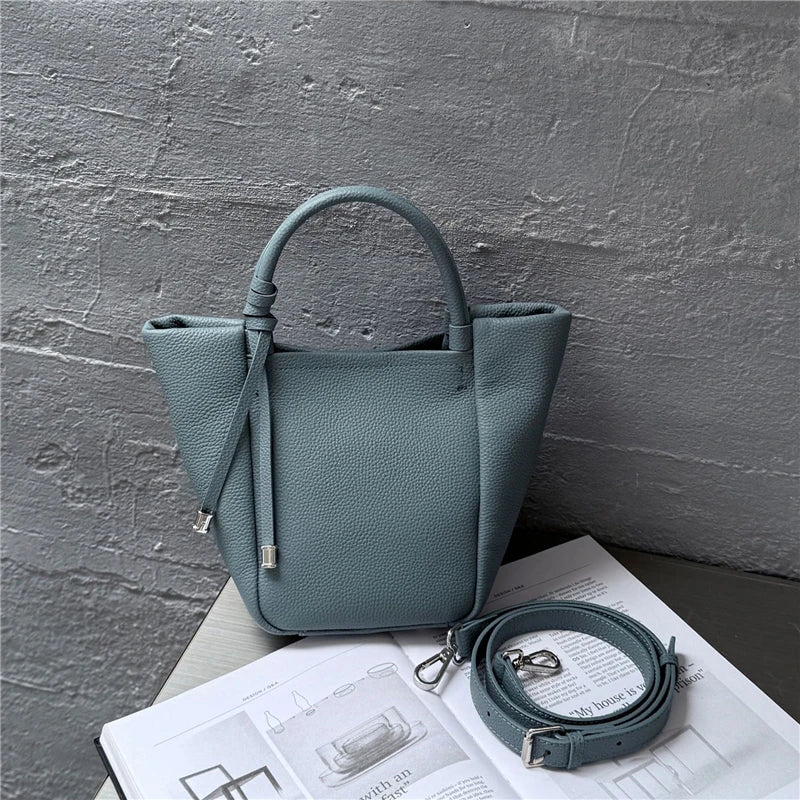 Hifashion Stylish Genuine Leather Tote Shoulder Bags For Women 2025 Trend Designer Basket Shopper Work Crossbody Ladies Handbags