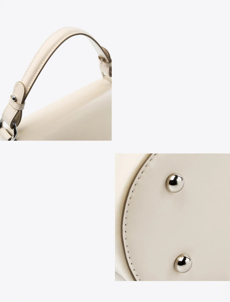 Hifashion Luxury Genuine Leather Bucket Small Shoulder Crossbody Bags For Women 2025 Trend Designer Short Handle Tote Handbags
