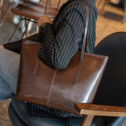 Hifashion Cowhide Genuine Leather Large Tote Bags For Women 2025 Trend Designer A4 Shoulder Bags Laptop Shopper Ladies Handbags