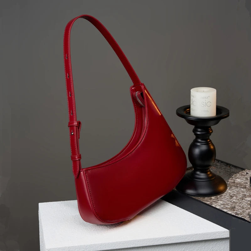 Hifashion Minimalist Genuine Leather Crescent Underarm Shoulder Bags For Women 2025 Luxury Designer Half Moon Ladies Handbags