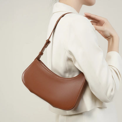 Hifashion Minimalist Genuine Leather Crescent Underarm Shoulder Bags For Women 2025 Luxury Designer Half Moon Ladies Handbags