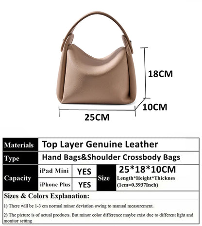 Hifashion Cowhide Genuine Leather Small Shoulder Bags For Women 2025 Luxury Designer Work Bucket Tote Crossbody Ladies Handbags