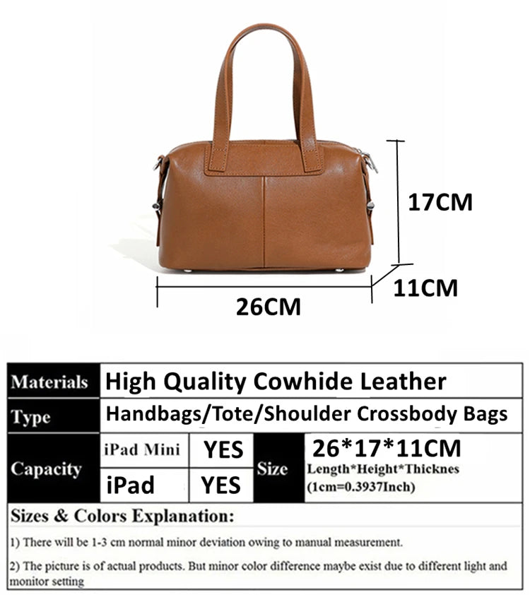 Hifashion Vintage Cow Genuine Leather Pillow Tote Handbags For Women 2025 Trend Designer Boston Ladies Shoulder Crossbody Bags