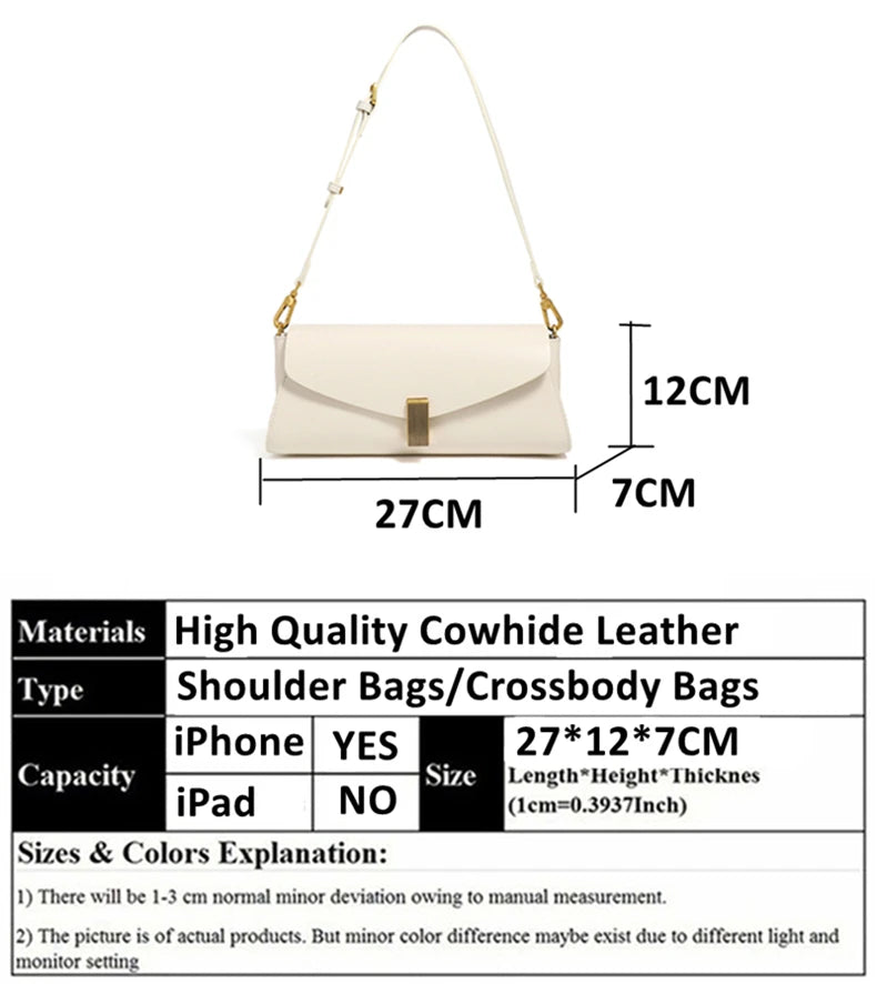 Hifashion Elegant Genuine Leather Underarm Shoulder Bags For Women 2025 Luxury Designer Crossbody Purses Square Ladies Handbags