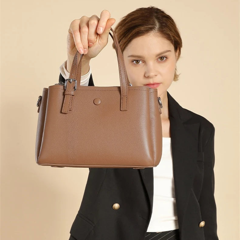 Hifashion 3 Layers Genuine Leather Shoulder Bags For Women 2025 Luxury Designer Crossbody Satchel Commuting Tote Ladies Handbags